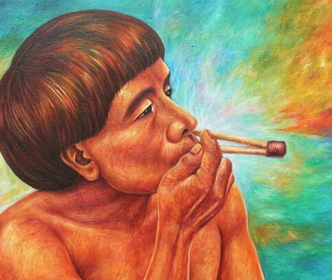 pintura com homem fumando rapé