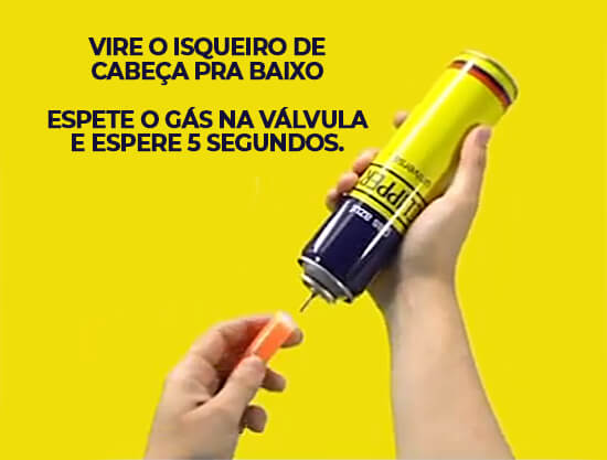 Vire o isqueiro de cabeça pra baixo para recarregá-lo